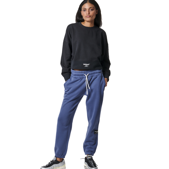 Γυναικεία oversized cropped φούτερ μπλούζα BODY ACTION 061430-01 μαύρη Γυναικεία