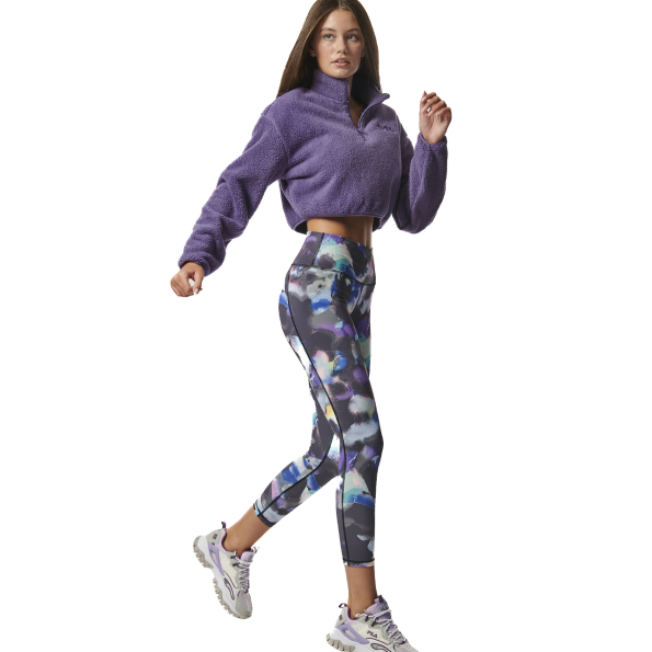 Γυναικείο cropped sherpa φούτερ BODY ACTION 061431-01 μοβ