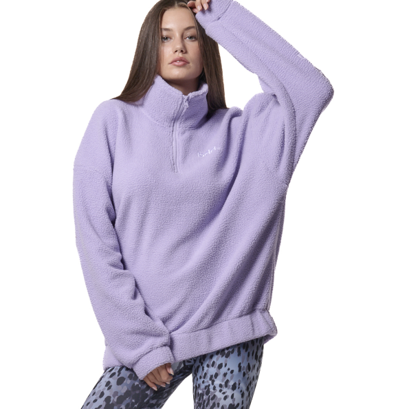 Γυναικείο oversized sherpa φούτερ BODY ACTION 061436-01 λιλά