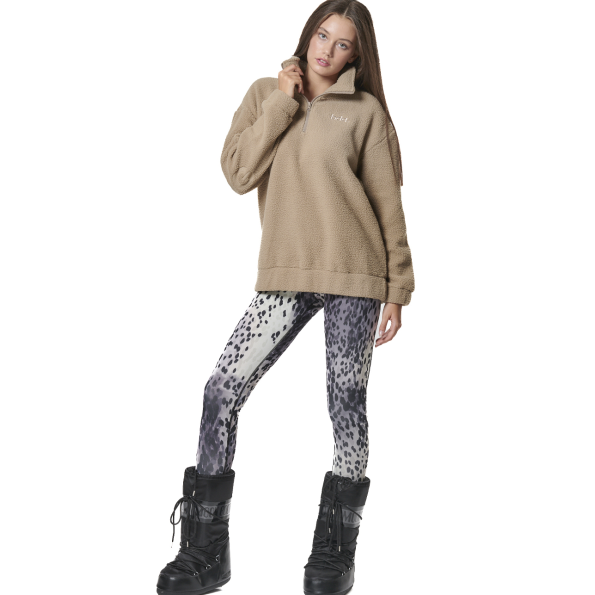 Γυναικείο oversized sherpa φούτερ BODY ACTION 061436-01 μπεζ Γυναικεία