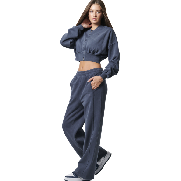 Γυναικεία cropped φούτερ ζακέτα BODY ACTION 071419-01 μπλε Γυναικεία