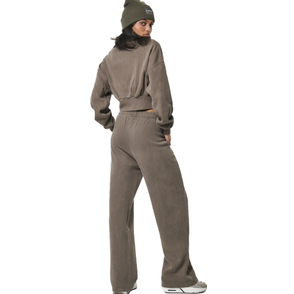 Γυναικεία cropped φούτερ ζακέτα BODY ACTION 071419-01 καφέ Γυναικεία
