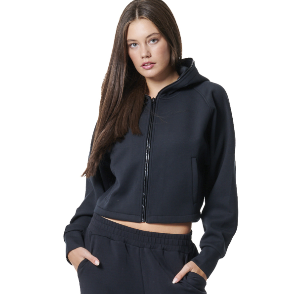 Γυναικεία cropped φούτερ ζακέτα BODY ACTION 071425-01 μαύρη