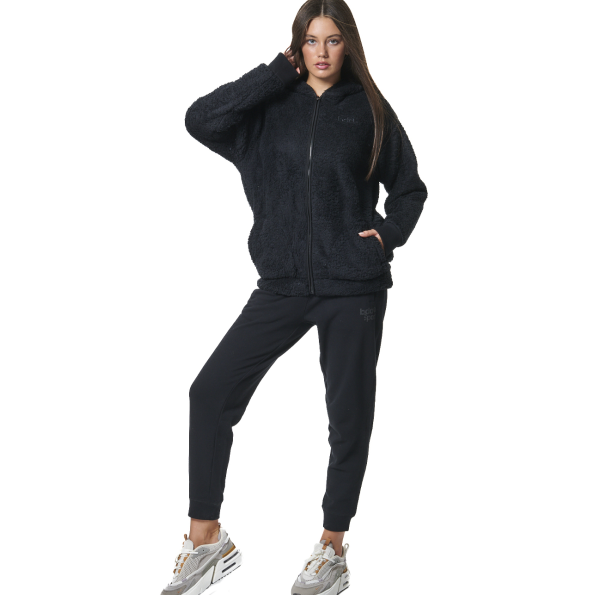 Γυναικεία oversized sherpa ζακέτα BODY ACTION 071430-01 μαύρη Γυναικεία