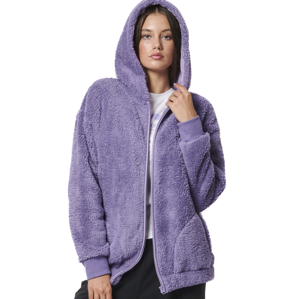 Γυναικεία oversized sherpa ζακέτα BODY ACTION 071430-01 μοβ