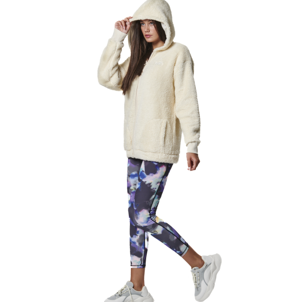 Γυναικεία oversized sherpa ζακέτα BODY ACTION 071430-01 εκρού Γυναικεία