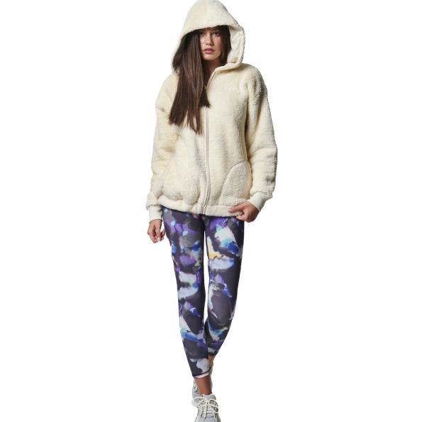 Γυναικεία oversized sherpa ζακέτα BODY ACTION 071430-01 εκρού Γυναικεία