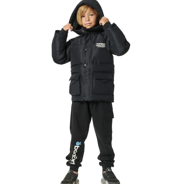 Παιδικό puffer μπουφάν BODY ACTION 074407-01 μαύρο Παιδικά