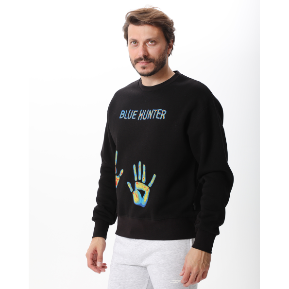 Unisex φούτερ μπλούζα BLUE HUNTER 113111201 μαύρη Ανδρικά