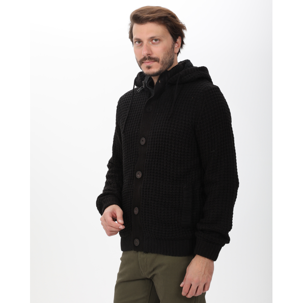 Ανδρική πλεκτή ζακέτα VAN HIPSTER 72184 μαύρη Ανδρικά