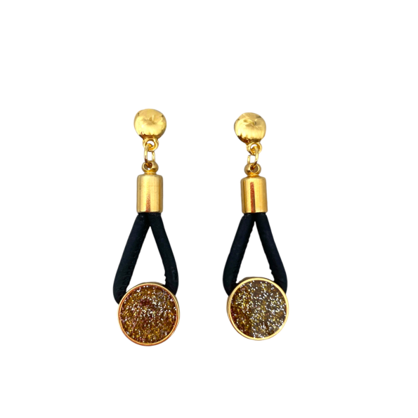 Γυναικεία σκουλαρίκια APOXYLO 7019.1 TOPAZ GLITTER BLACK από φυσικό φελλό