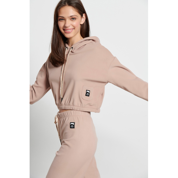 Γυναικεία μπλούζα φούτερ BODYTALK 1222-901325 μπεζ Γυναικεία