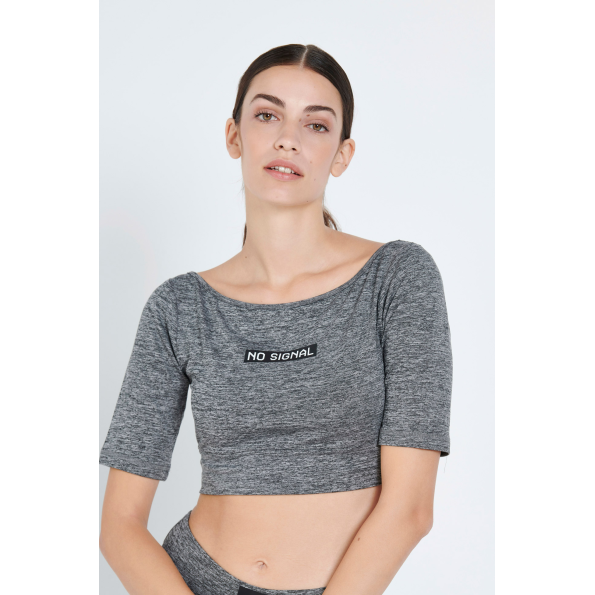 Γυναικείο αθλητικό crop top BODYTALK 1212-906520 γκρι