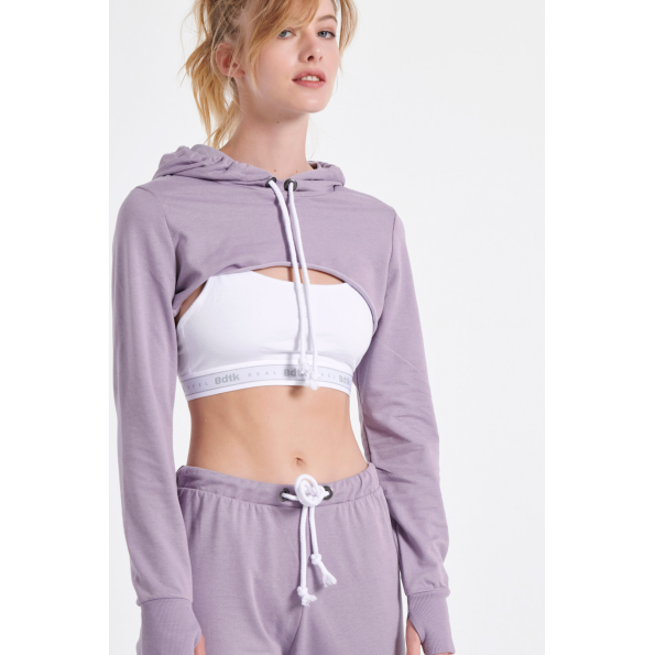 Γυναικεία cropped φούτερ μπλούζα BODYTALK 1212-909925 μοβ