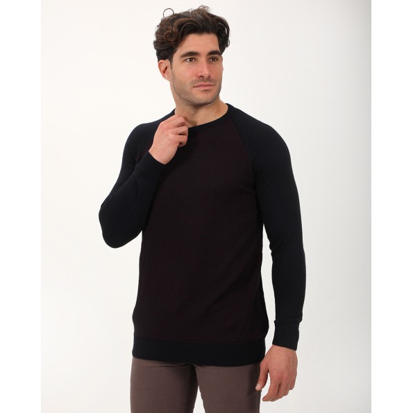 Ανδρική πλεκτή μπλούζα VAN HIPSTER 72104 μπορντό μαύρη Ανδρικά