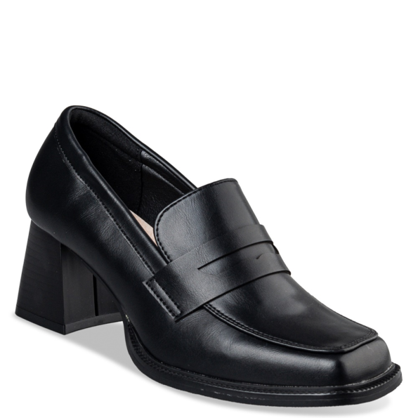 Γυναικεία ψηλά μοκασίνια loafers MISS NV V57-20381 μαύρα Γυναικεία
