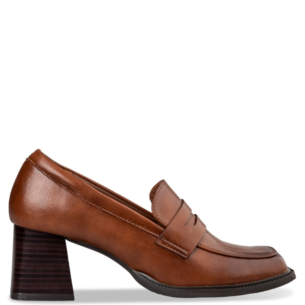 Γυναικεία ψηλά μοκασίνια loafers MISS NV V57-20381 ταμπά