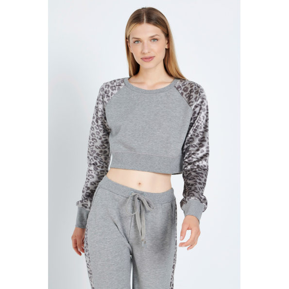 Γυναικεία cropped μπλούζα BODYTALK 1212-907020  γκρι