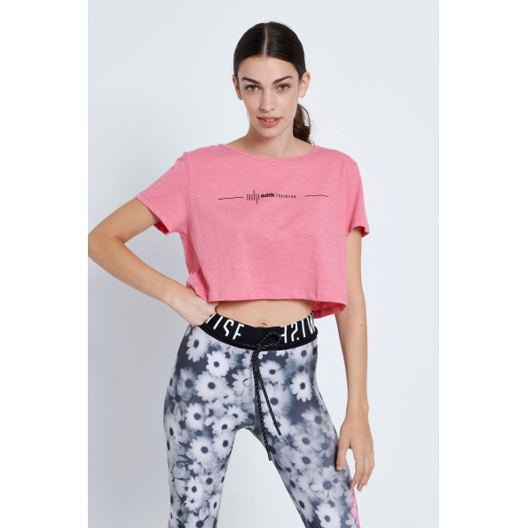 Γυναικείο κοντομάνικη μπλούζα cropped BODYTALK 1212-908020 ροζ