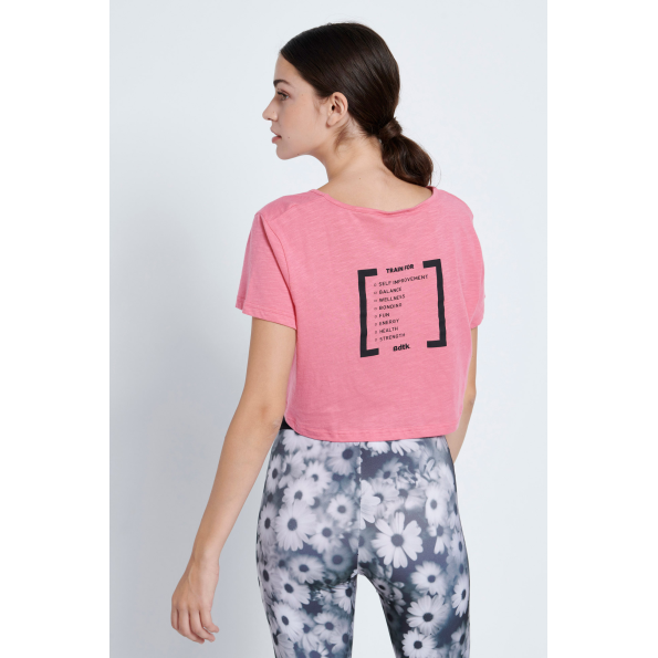 Γυναικείο κοντομάνικη μπλούζα cropped BODYTALK 1212-908020 ροζ Γυναικεία