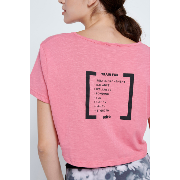 Γυναικείο κοντομάνικη μπλούζα cropped BODYTALK 1212-908020 ροζ Γυναικεία
