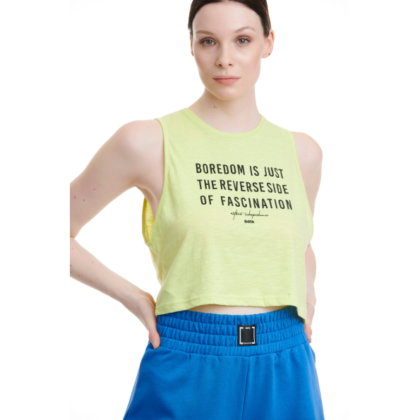 Γυναικείο αμάνικο crop top BODYTALK 1211-907020 κίτρινη