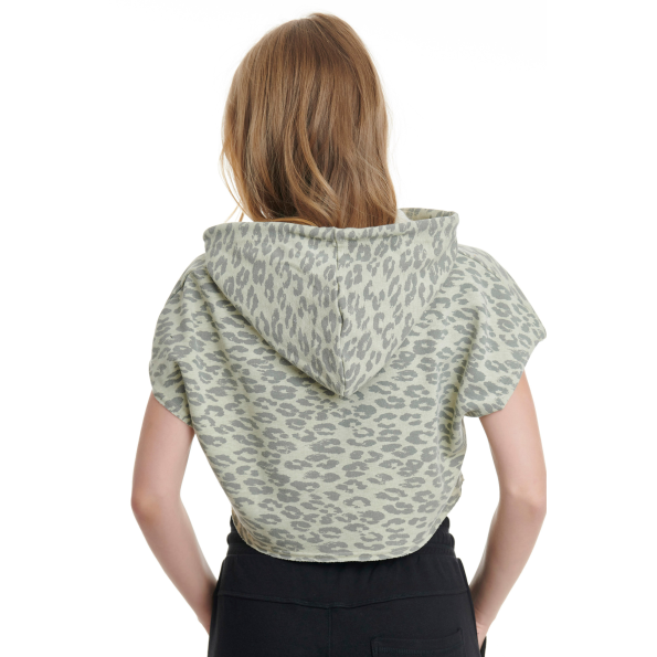 Γυναικεία cropped μπλούζα BODYTALK 1211-909425 εκρού γκρι παραλλαγής