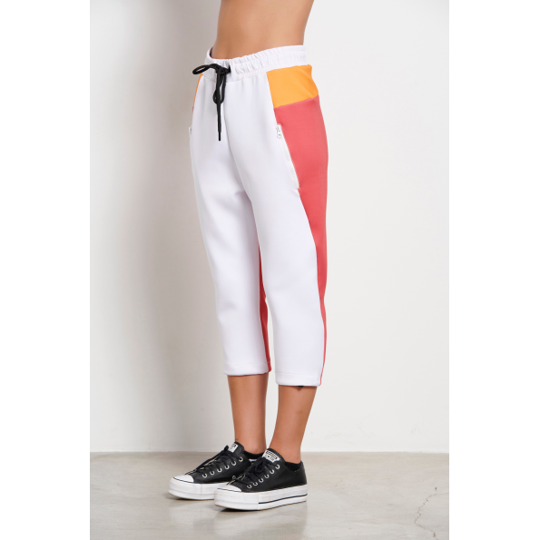 Γυναικεία παντελόνι φόρμας 7/8 BODYTALK 1232-905000 λευκό κοραλί Γυναικεία