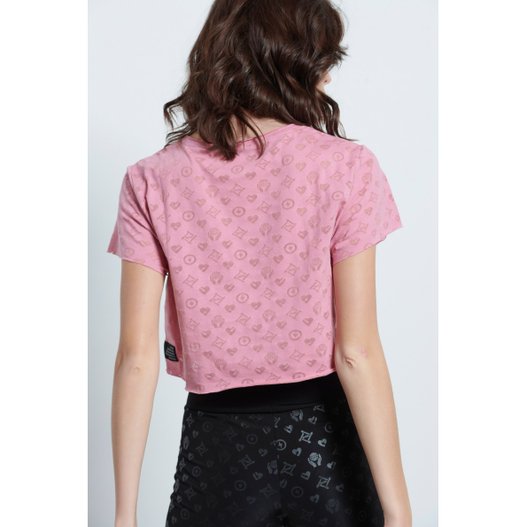 Γυναικεία cropped μπλούζα BODYTALK 1211-907120 ροζ 