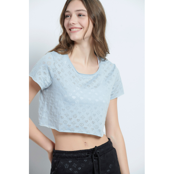 Γυναικεία cropped μπλούζα BODYTALK 1211-907120 γαλάζια