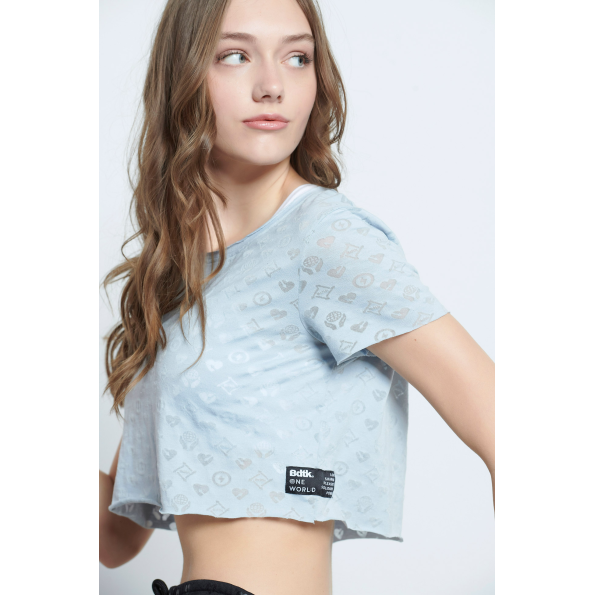 Γυναικεία cropped μπλούζα BODYTALK 1211-907120 γαλάζια