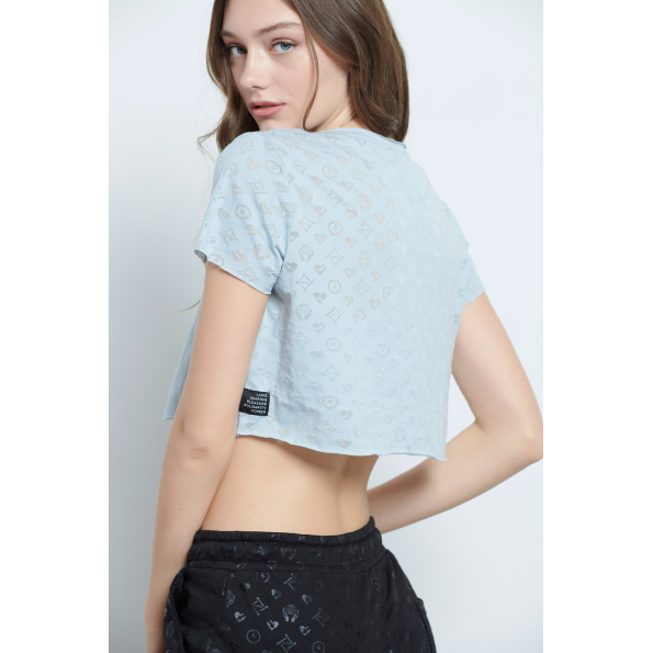 Γυναικεία cropped μπλούζα BODYTALK 1211-907120 γαλάζια
