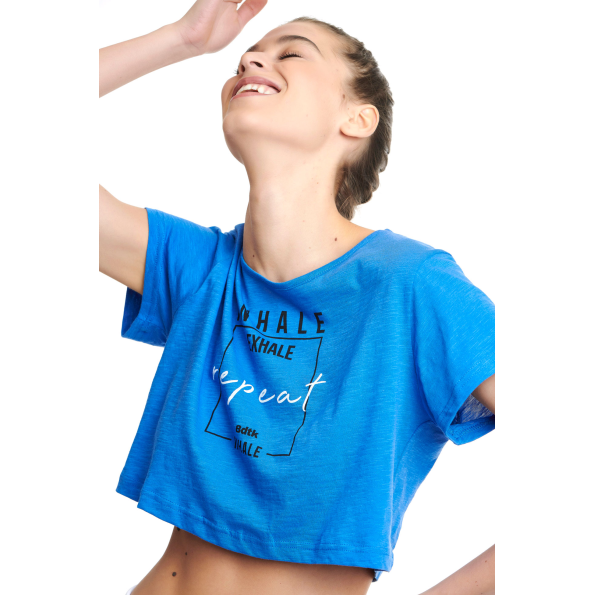 Γυναικεία cropped μπλούζα BODYTALK 1211-907120 μπλε