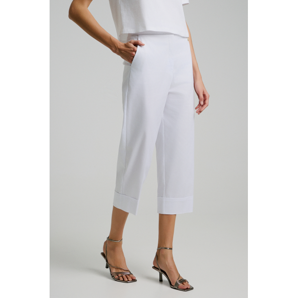 Γυναικείο cropped παντελόνι BILL COST 10-060790-0 λευκό 