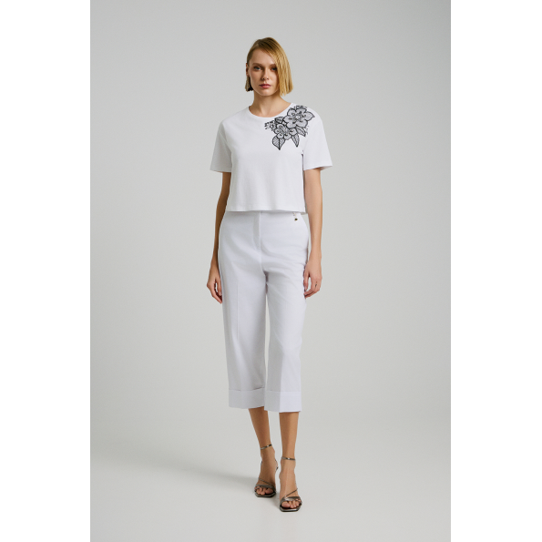 Γυναικείο cropped παντελόνι BILL COST 10-060790-0 λευκό 