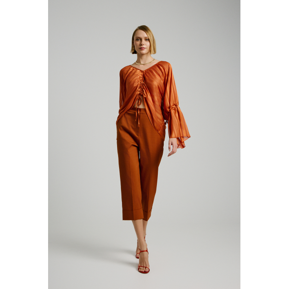 Γυναικείο cropped παντελόνι BILL COST 10-060790-0  καφέ