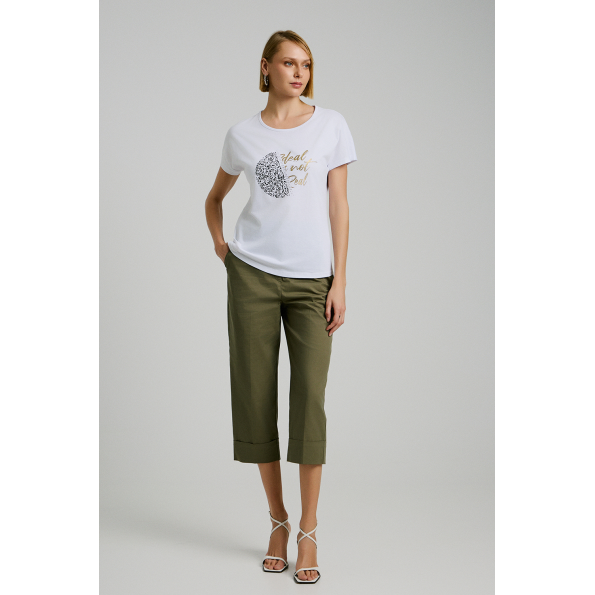 Γυναικείο cropped παντελόνι BILL COST 10-060790-0 λαδί