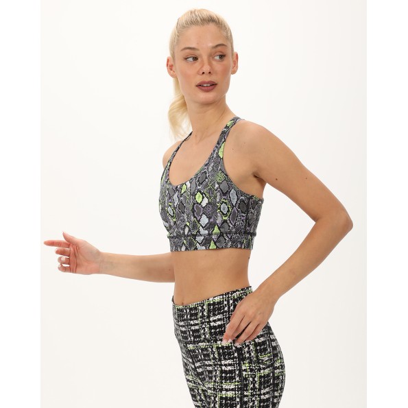 Γυναικείο αθλητικό μπουστάκι DKNY DP3T9591 ασπρόμαυρο κίτρινο