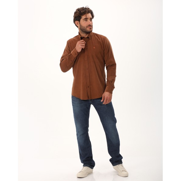 Ανδρικό κοτλέ πουκάμισο DORS 1035009.C02 καφέ Ανδρικά