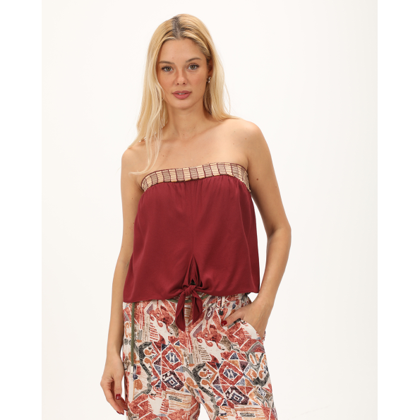Γυναικείο strapless top ATTRATTIVO 91099311 μπορντό
