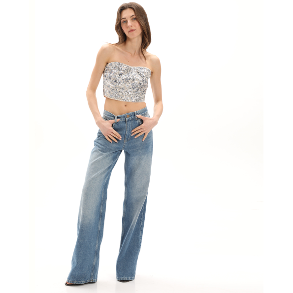 Γυναικείο cropped top ATTRATTIVO 91337260 γκρι