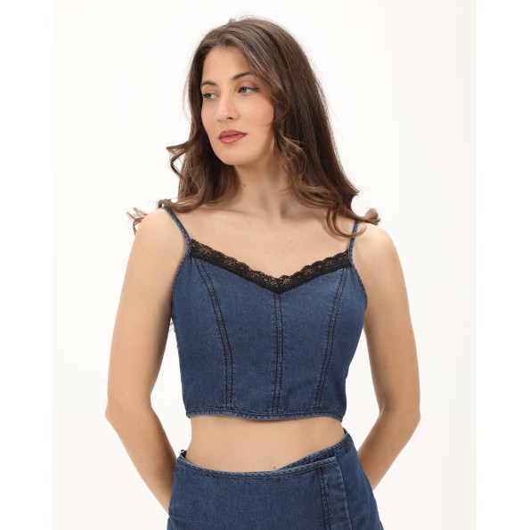 Γυναικείο cropped top ATTRATTIVO 91253270 μπλε
