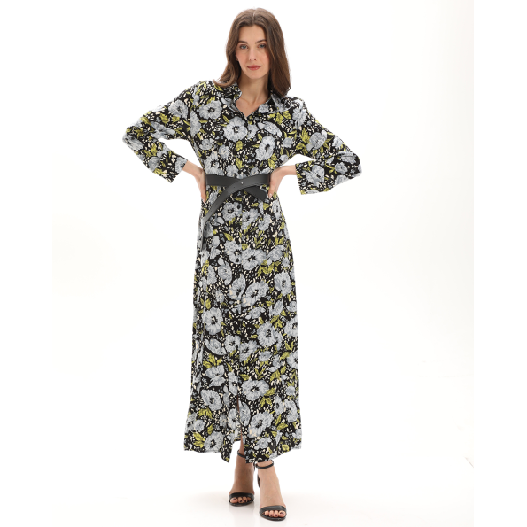 Γυναικείο maxi σεμιζιέ φόρεμα ATTRATTIVO 9917987 μαύρο floral