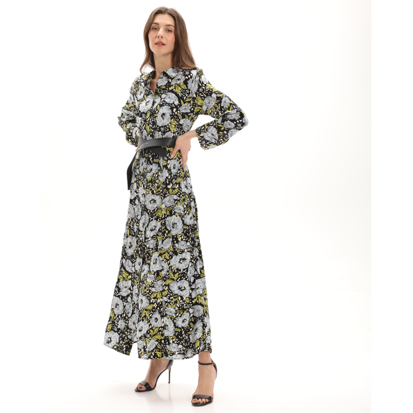 Γυναικείο maxi σεμιζιέ φόρεμα ATTRATTIVO 9917987 μαύρο floral