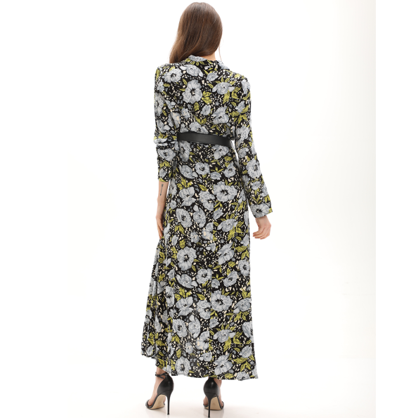 Γυναικείο maxi σεμιζιέ φόρεμα ATTRATTIVO 9917987 μαύρο floral