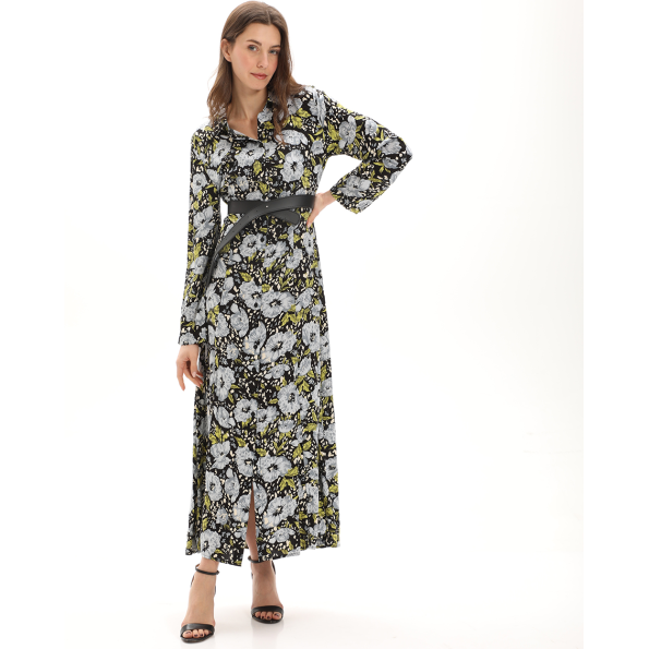 Γυναικείο maxi σεμιζιέ φόρεμα ATTRATTIVO 9917987 μαύρο floral