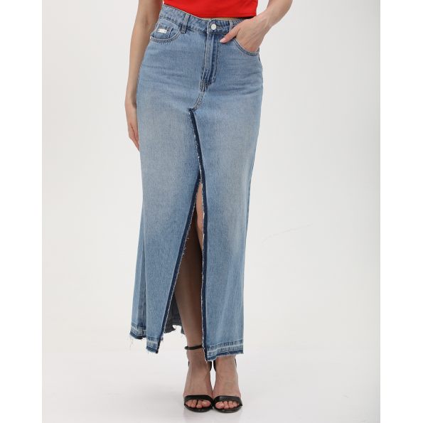 Γυναικεία maxi jean φούστα ATTRATTIVO 9918481 γαλάζια 
