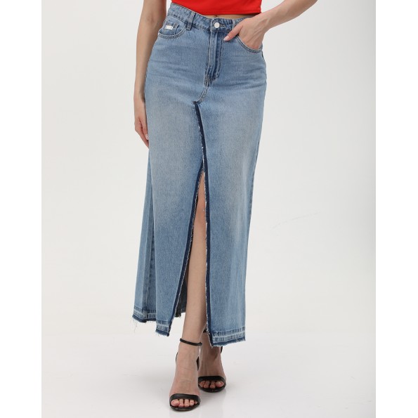 Γυναικεία maxi jean φούστα ATTRATTIVO 9918481 γαλάζια 