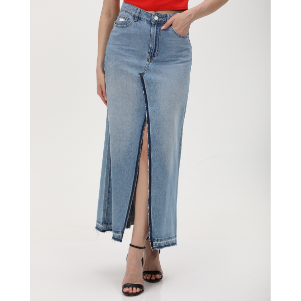 Γυναικεία maxi jean φούστα ATTRATTIVO 9918481 γαλάζια 