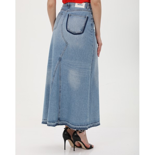 Γυναικεία maxi jean φούστα ATTRATTIVO 9918481 γαλάζια 